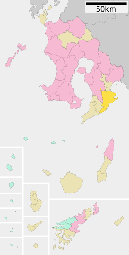 Situering van Kimotsuki in de prefectuur Kagoshima
