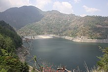 Kulekhani dam also known as "Indra sarobar"or "Kulekhani Reservoir" combinely producing 106 MW, in Makwanpur, Nepal Kulekhani dam8.jpg