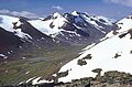 La haute montagne dans le massif de Kuopervagge dans le parc national de Sarek, au centre-ouest.