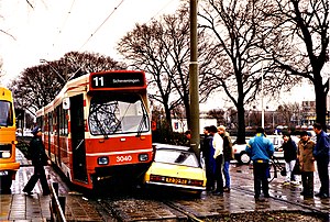 tram/car crash in Den Haag, the Netherlands