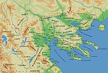 Карта на Кралството Македонија со Едонис сместена во источните области на кралството.