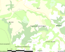 Mapa obce Francillon-sur-Roubion