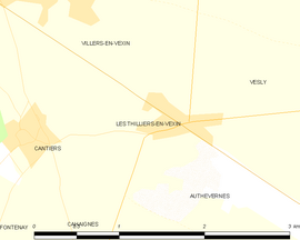 Mapa obce Les Thilliers-en-Vexin