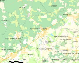 Mapa obce Pontonx-sur-l’Adour