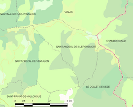 Mapa obce Saint-Andéol-de-Clerguemort