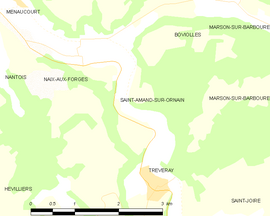 Mapa obce Saint-Amand-sur-Ornain