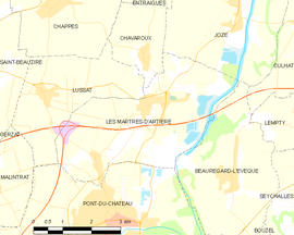 Mapa obce Les Martres-d’Artière