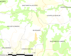 Mapa obce Bournazel