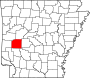 Harta statului Arkansas indicând comitatul Montgomery