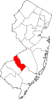 Map of New Jersey highlighting Camden County