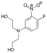 Strukturformel von N,N-Bis(2-hydroxyethyl)-4-fluor-3-nitroanilin