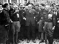 Mussolini and the fascist paramilitary Blackshirts' March on Rome in October 1922 March on Rome.jpg
