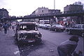 Abgebrannter Bolle-Supermarkt von der Oranienstraße aus gesehen