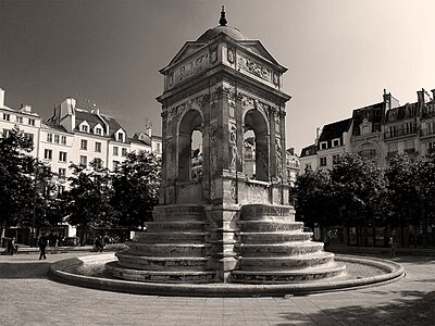 Place Joachim-du-Bellay med Fontaine des Innocents.