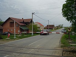 Main road passing through Pčelić, Croatia.