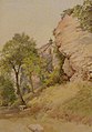 Chemin bordé de rochers en dessous du couvent de Sainte Odile en Alsace (1865)