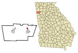 Location in Polk County and the state of Georgia