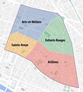 Les quartiers administratifs du 3e arrondissement.