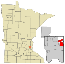 Location of the city of White Bear Lake within شهرستان رامسی، مینه‌سوتا و شهرستان واشینگتن، مینه‌سوتا Counties in the state of مینه‌سوتا