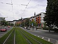 Hoch liegendes Rasengleis mit seitlichen Füllsteinen, Nordhausen