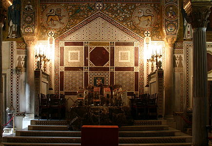 Trono real na Capela Palatina, em Palermo.