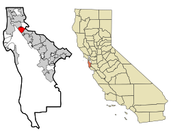 Местоположение в окръг Сан Матео и щата Калифорния