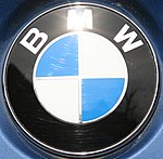 The logo on a BMW car