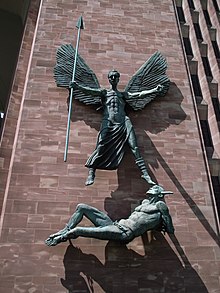 Statue of St Michael and Satan at Coventry Cathedral Statue of St Michael and Satan -Coventry Cathedral-5July2008.jpg