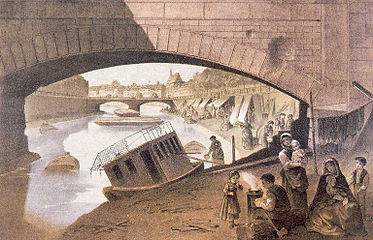 Les abris sur le chemin de halage du canal des Faux-Remparts (1870)