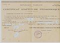 Certificate of Pedagogical Aptitude (CAP) for teaching in primary schools.