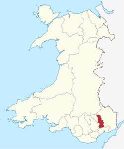 Alueen sijainti Walesissa