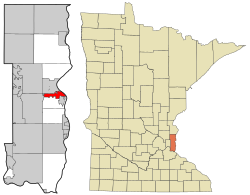 奧克帕克海茨在華盛頓縣及明尼蘇達州的位置（以紅色標示）