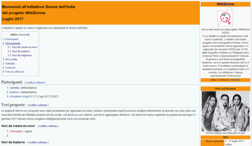 WikiDonne - Donne dell'India 2017 online editathon