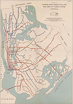 1939 subway map showing the proposed Staten Island Tunnel