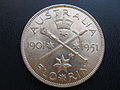 1951 Australian florin commemorating 50 years of the Commonwealth of Australia