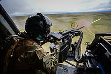 Firing a .50-inch heavy machine gun from a British Army AH.9A on exercise in BATUS, Canada 1 Yorkshire Regiment (1 York) Battlegroup conducting live firing during Exercise Prairie Lightning. MOD 45158825.jpg