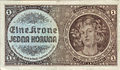 Bancnotă cu valoarea nominală de 1 coroană emisă în Protectoratul Boemiei și Moraviei de către autoritățile germane de ocupație (avers)