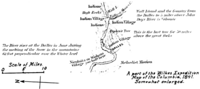 A part of the Wilkes Expedition Map of the Columbia, 1841