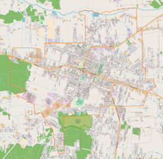 Mapa konturowa Aleksandrowa Łódzkiego, blisko centrum po lewej na dole znajduje się punkt z opisem „Piaskowa Góra”