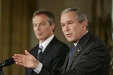 Tony Blair and George W. Bush on 28 July 2006 Blair Bush 2006.jpg