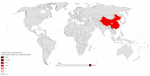 Harta e animuar e rasteve të konfirmuara të koronavirusit që përhapet nga 12 janari 2020.