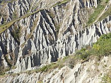 Badlands sediments of Pliocene-Pleistocene age in Atri, Abruzzo Calanchi 3.JPG