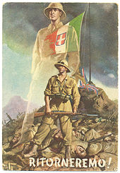 1941 propaganda poster calling on Italians to avenge the defeat in East Africa Cartolina Ritorneremo.jpg