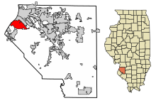Clair County Illinois Incorporated and Unincorporated areas Cahokia Highlighted.svg