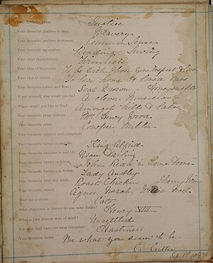 A page from a Victorian Confession album