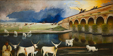 Tempesta in Hortobágy, olio su tela, 117 × 59 cm, 1903, Museo Csontváry, Pécs