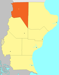 Location o Lago Buenos Aires Depairtment in Santa Cruz Province.