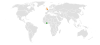 Location map for Ghana and the United Kingdom.