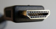 A close up image of the end of a HDMI Type A plug connector.
