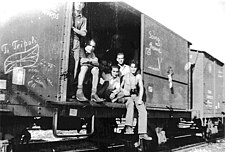 Libyan Jewish survivors of the Bergen-Belsen concentration camp return home, 1945. Jewish Holocaust survivors return to Libya from Concentration Camp Bergen-Belsen 1945.jpg